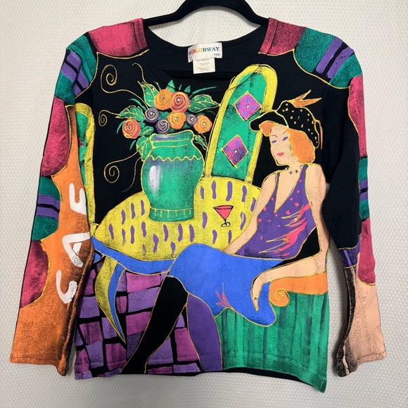 Kolorway Tops - Kolorway Black Hand Painted Wearable Art